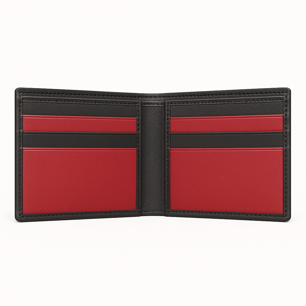 Moscow Handymade Leather Wallet [Black and Red]