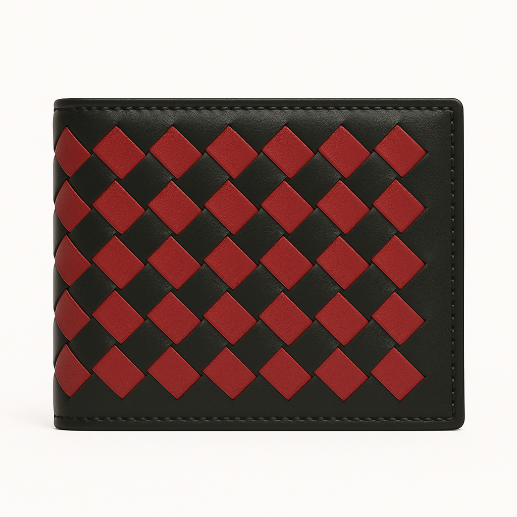 Moscow Handymade Leather Wallet [Black and Red]
