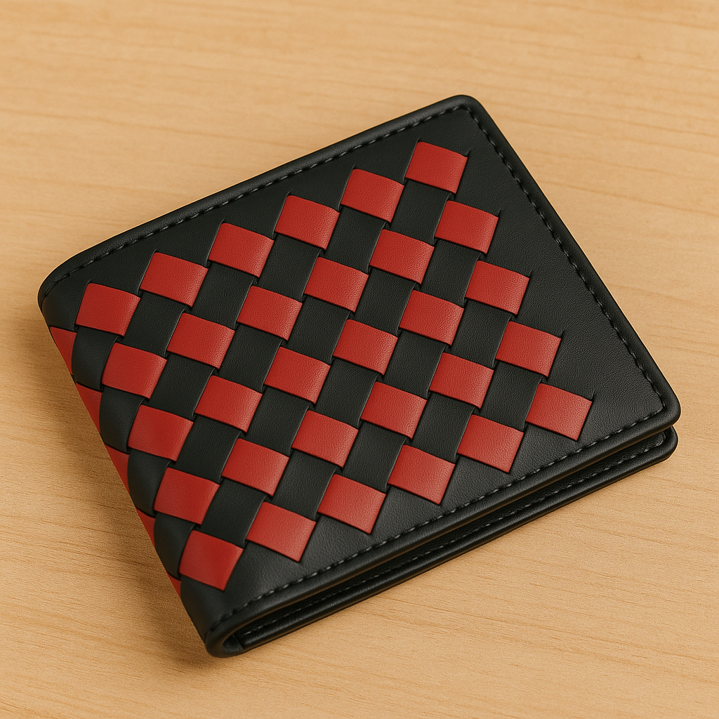 Moscow Handymade Leather Wallet [Black and Red]